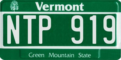 VT license plate NTP919