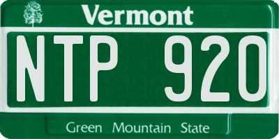 VT license plate NTP920