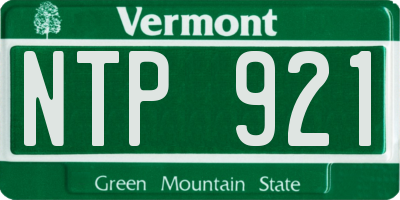 VT license plate NTP921