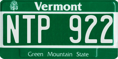 VT license plate NTP922