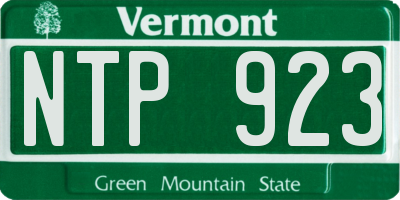 VT license plate NTP923