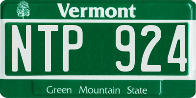 VT license plate NTP924