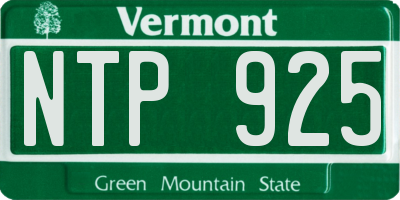 VT license plate NTP925