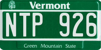 VT license plate NTP926
