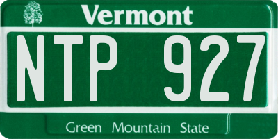 VT license plate NTP927