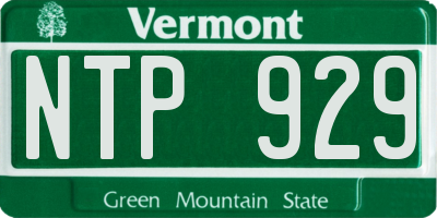 VT license plate NTP929