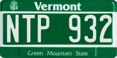 VT license plate NTP932