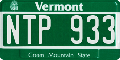 VT license plate NTP933