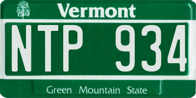 VT license plate NTP934