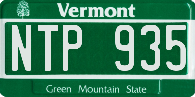 VT license plate NTP935