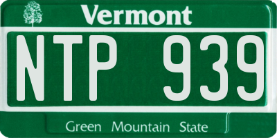 VT license plate NTP939