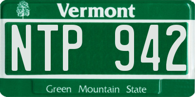VT license plate NTP942
