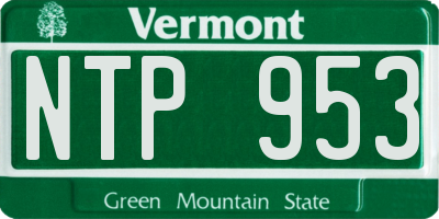 VT license plate NTP953