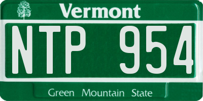 VT license plate NTP954