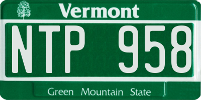 VT license plate NTP958