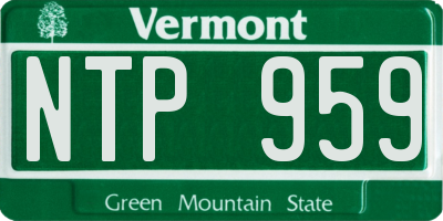 VT license plate NTP959