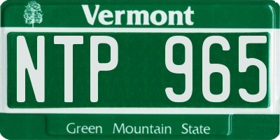VT license plate NTP965