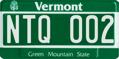 VT license plate NTQ002