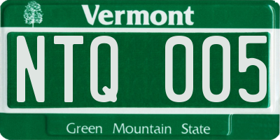 VT license plate NTQ005