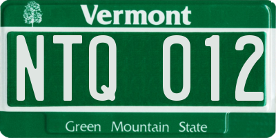 VT license plate NTQ012