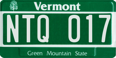 VT license plate NTQ017