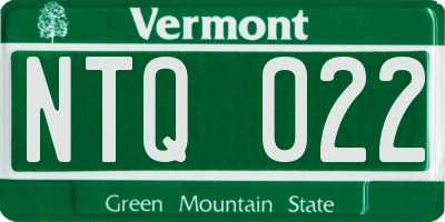VT license plate NTQ022