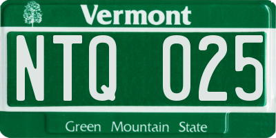 VT license plate NTQ025