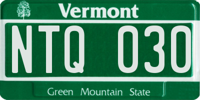 VT license plate NTQ030