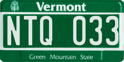 VT license plate NTQ033