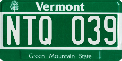 VT license plate NTQ039