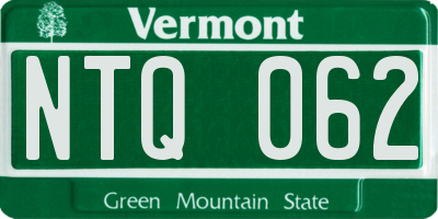 VT license plate NTQ062