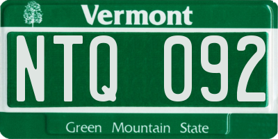 VT license plate NTQ092