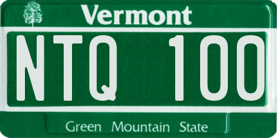 VT license plate NTQ100