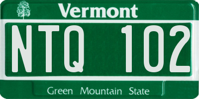 VT license plate NTQ102