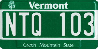 VT license plate NTQ103