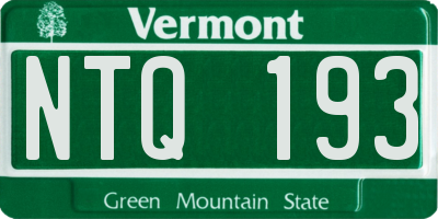 VT license plate NTQ193