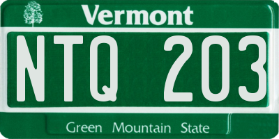 VT license plate NTQ203