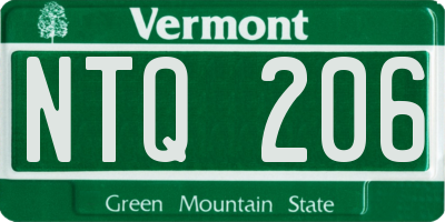 VT license plate NTQ206
