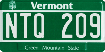 VT license plate NTQ209