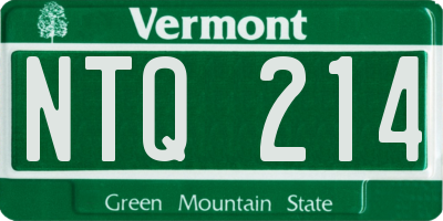 VT license plate NTQ214