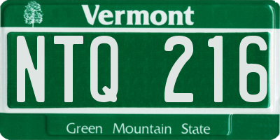 VT license plate NTQ216
