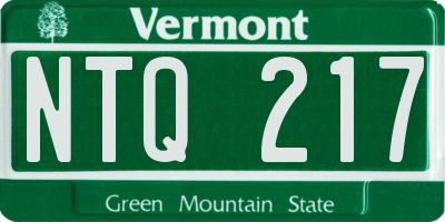 VT license plate NTQ217