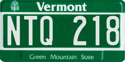 VT license plate NTQ218