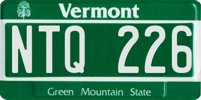 VT license plate NTQ226