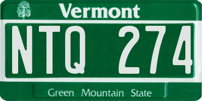 VT license plate NTQ274