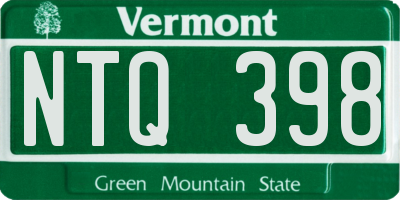 VT license plate NTQ398