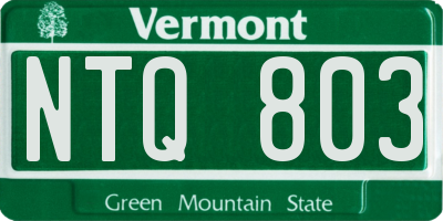 VT license plate NTQ803