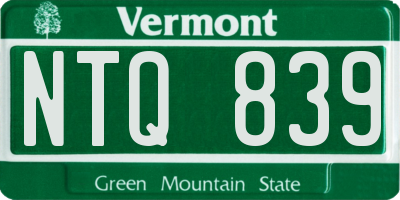 VT license plate NTQ839