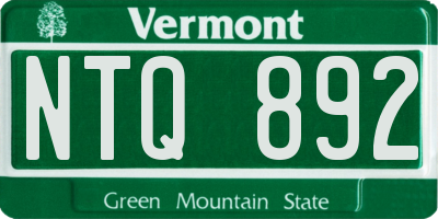 VT license plate NTQ892