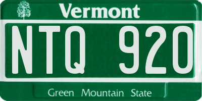 VT license plate NTQ920